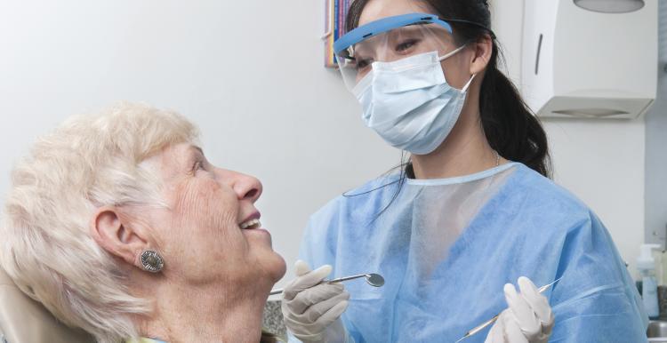 Dentist providing treatment