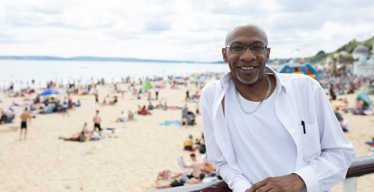 Man at the beach, healthy